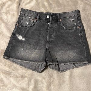 H&M gray denim distressed shorts